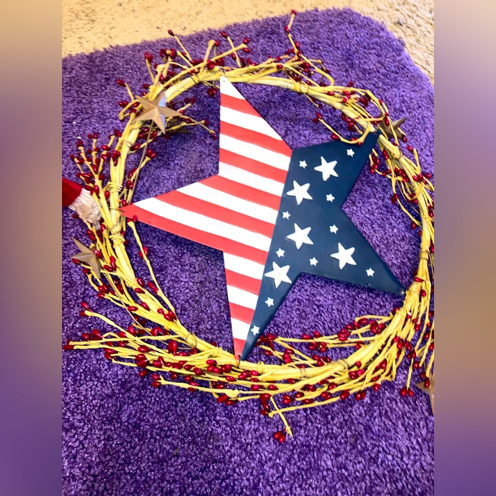 Red, white, blue star home decor